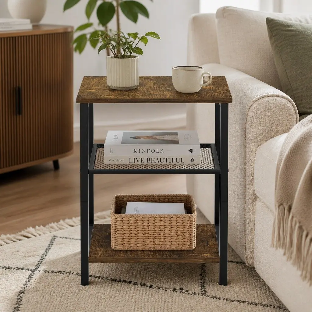 3-Tier Side Table with Ample Storage