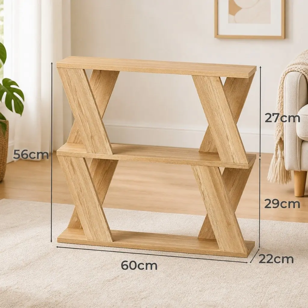 Oak Side Table with Two-Tier Storage