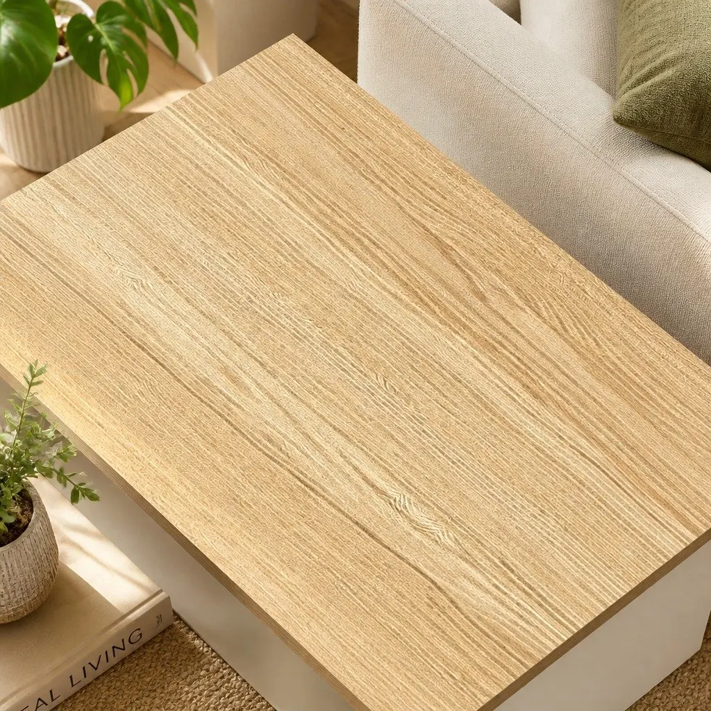 Oak Side Table with Two-Tier Storage