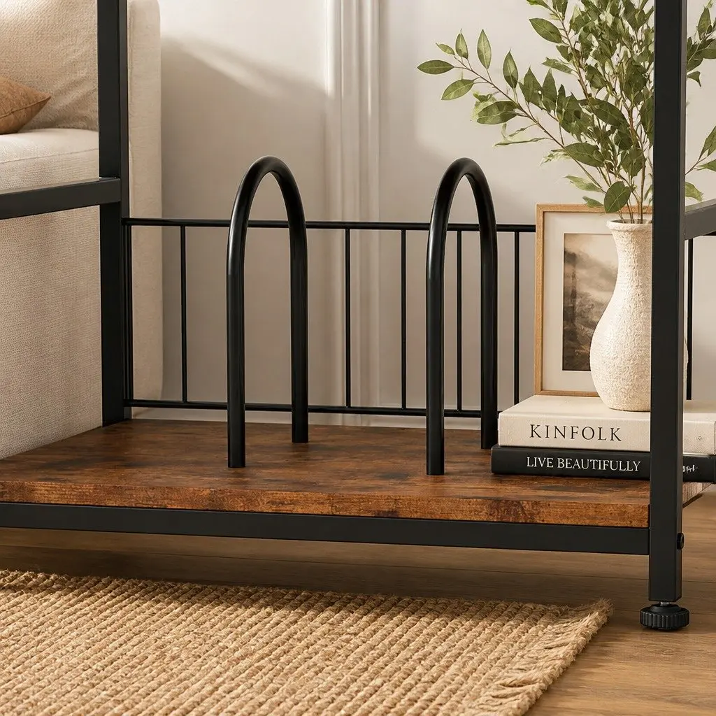 3-Tier Storage Shelf Side Table with Metal Frame