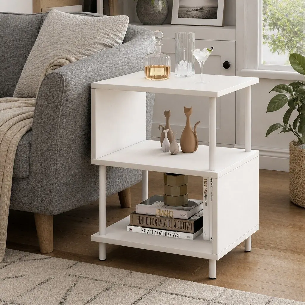 S-Shaped 3-Tier Storage Side Table for Home