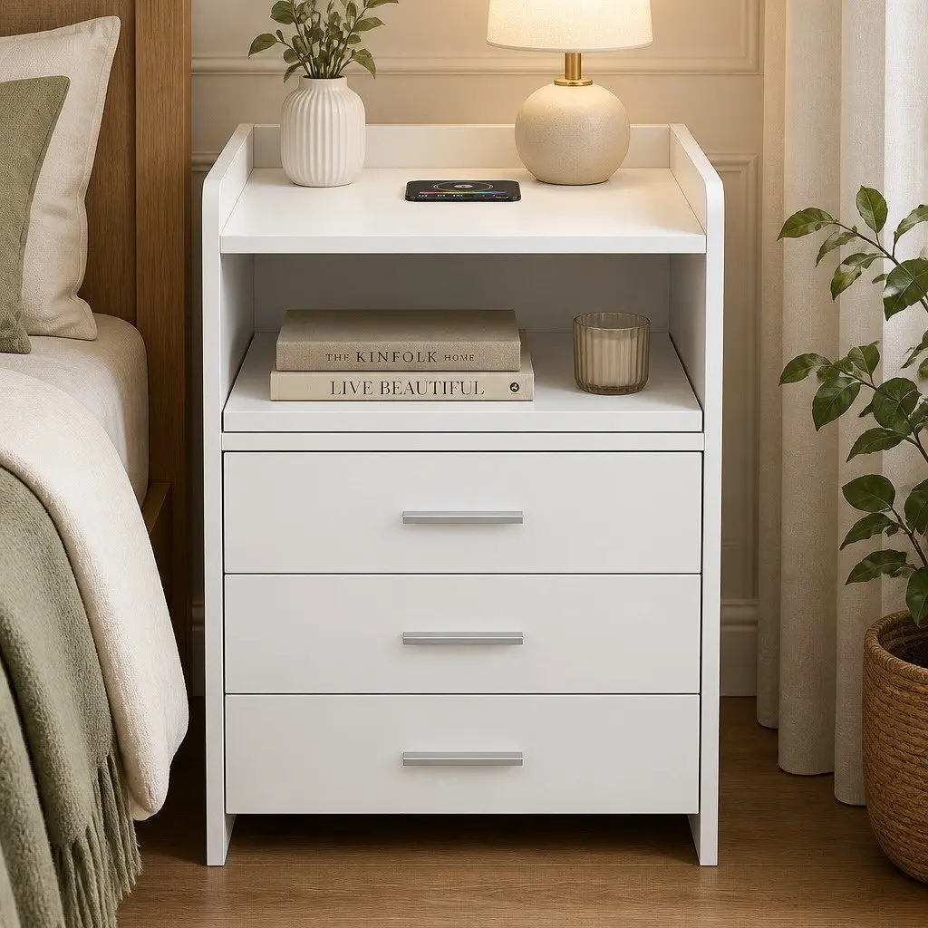 Nightstand with Wireless Charging and Motion Light