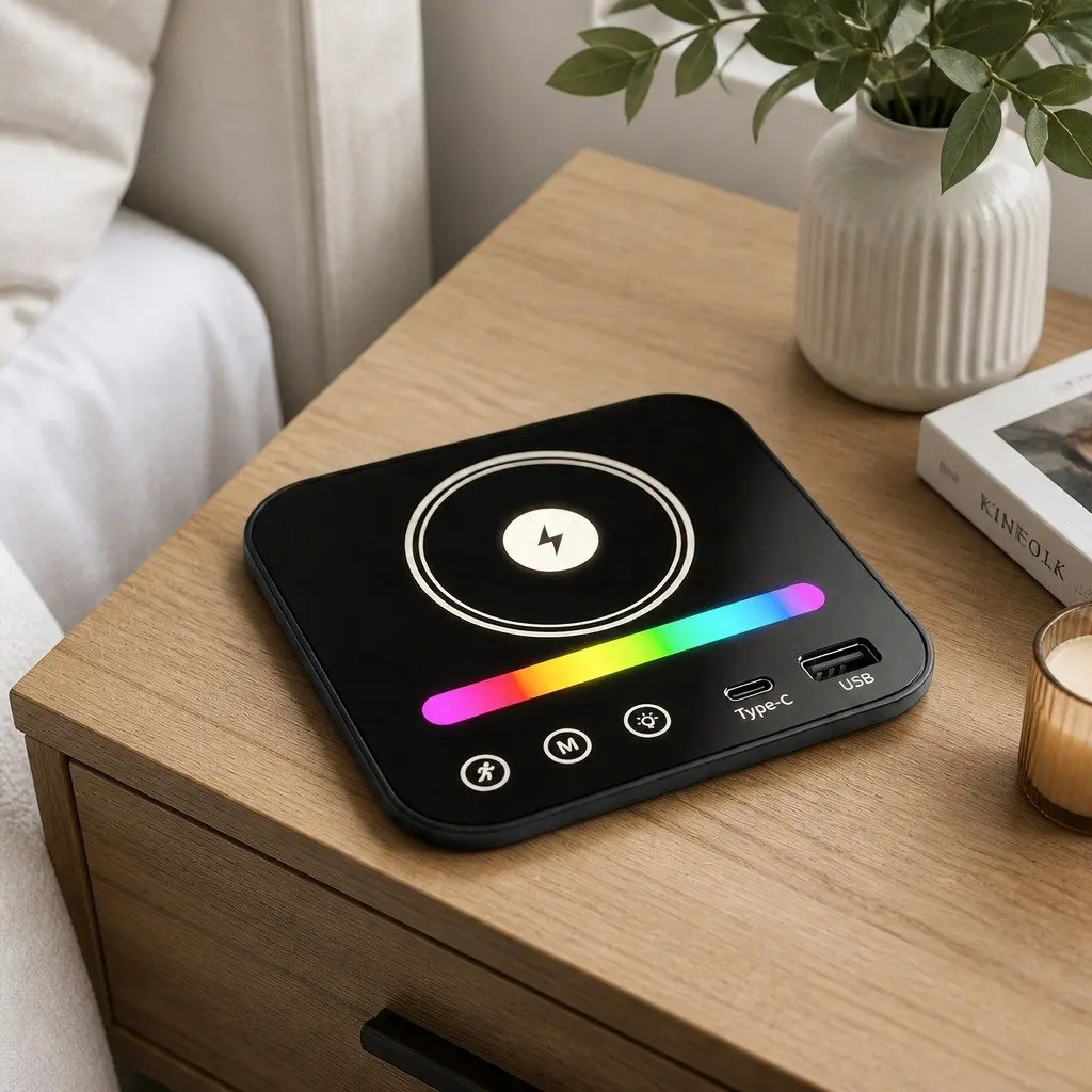 Nightstand with Wireless Charging and Motion Light
