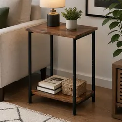 Sturdy 2-Tier Side Table with Open Shelving