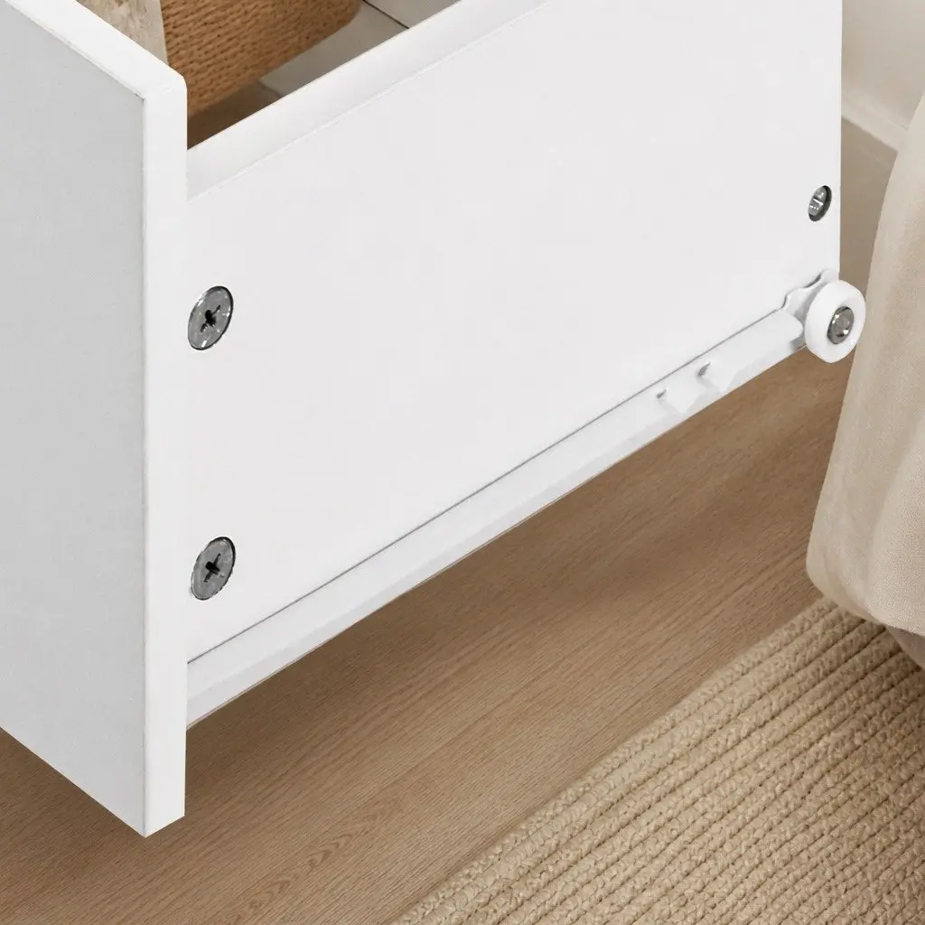 Slim Bedside Table with Storage Drawer and Shelves
