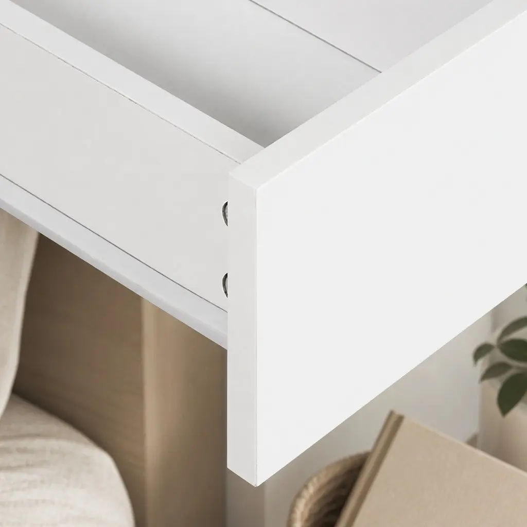 Slim Bedside Table with Drawer and Open Shelf