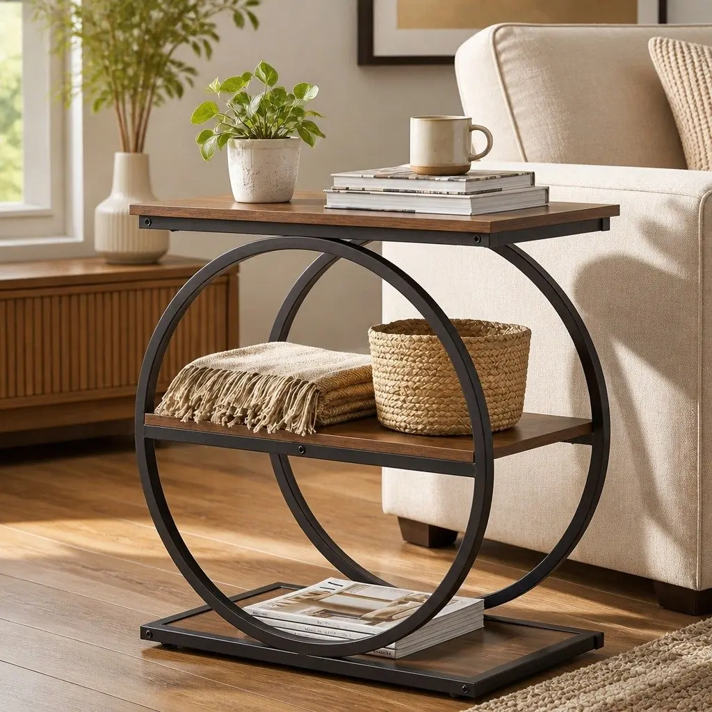 3 Tier Industrial Side Table for Effective Storage