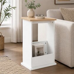Slim Side Table with Magazine Rack Storage Narrow Sofa End Table Living Room