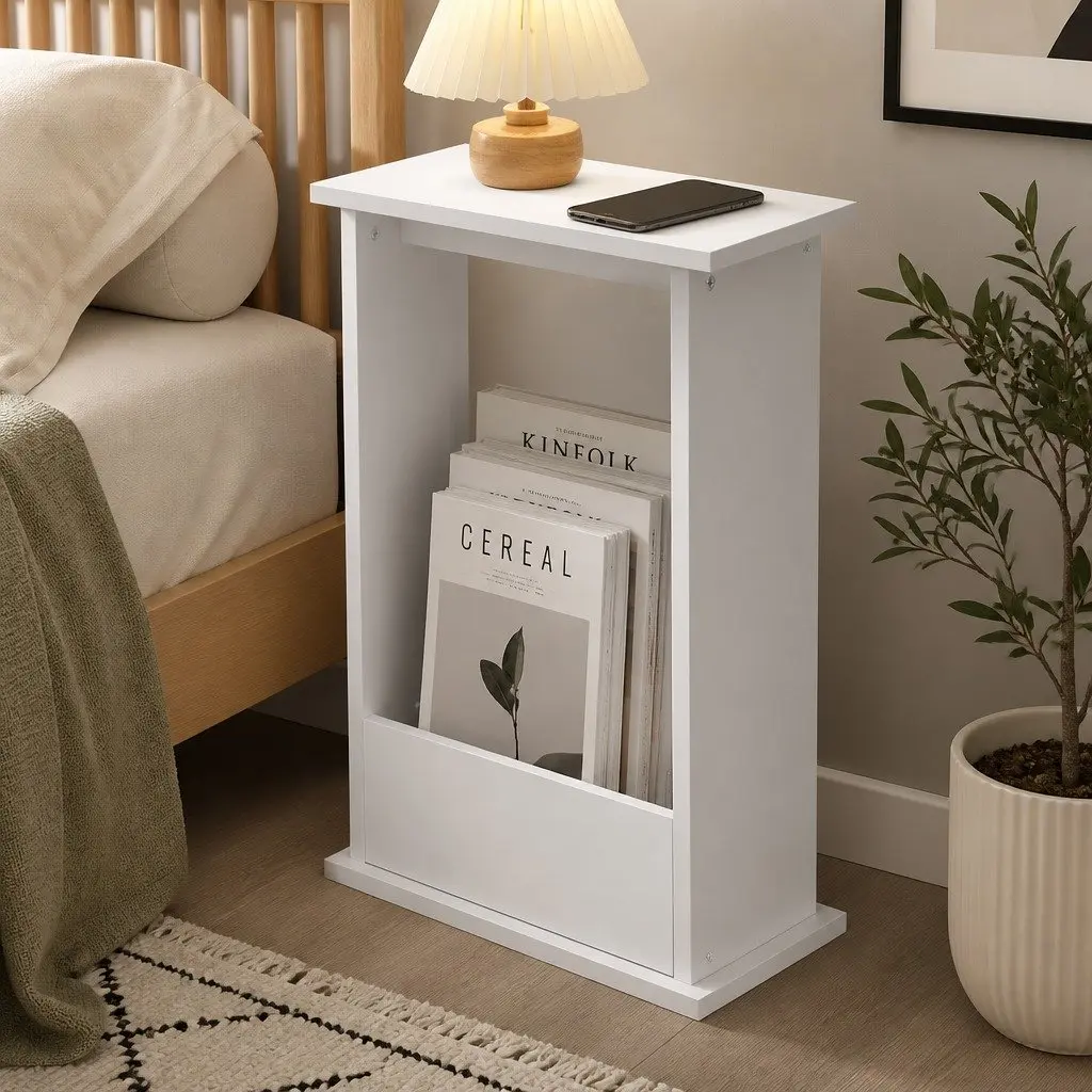 Narrow Side Table Modern Office Bedside Storage Magazine Rack Slim End Table