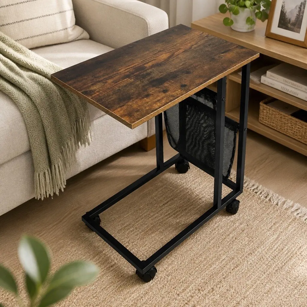 Mobile Coffee Table with Industrial Style and Storage