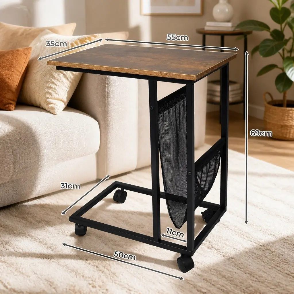 Mobile Coffee Table with Industrial Style and Storage