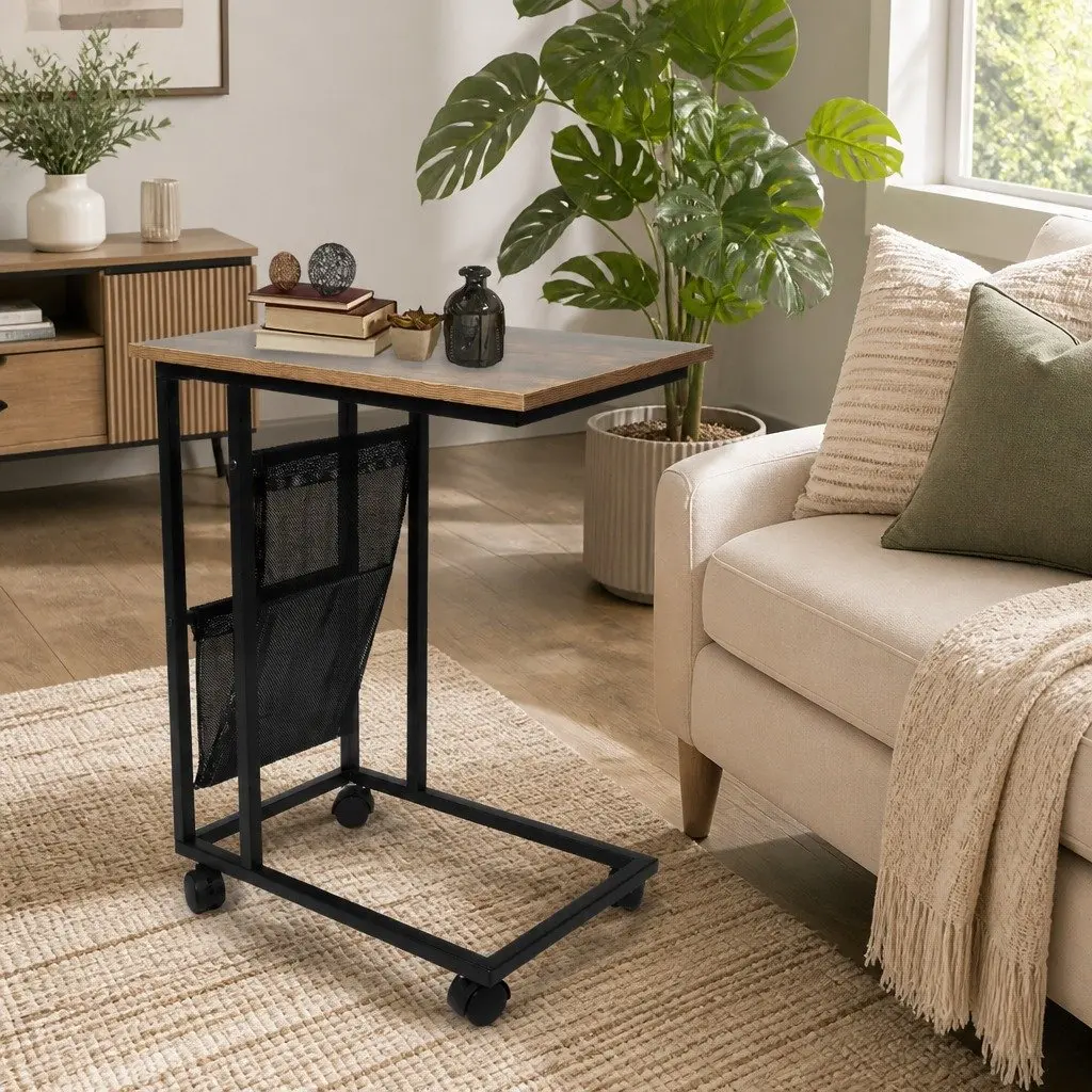 Mobile Coffee Table with Industrial Style and Storage