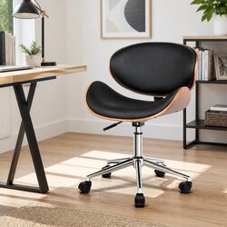 Stylish Wooden Office Chair with Comfortable PU Leather Seat