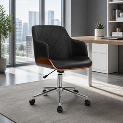 Premium Wooden Office Chair with Black Fabric Seat