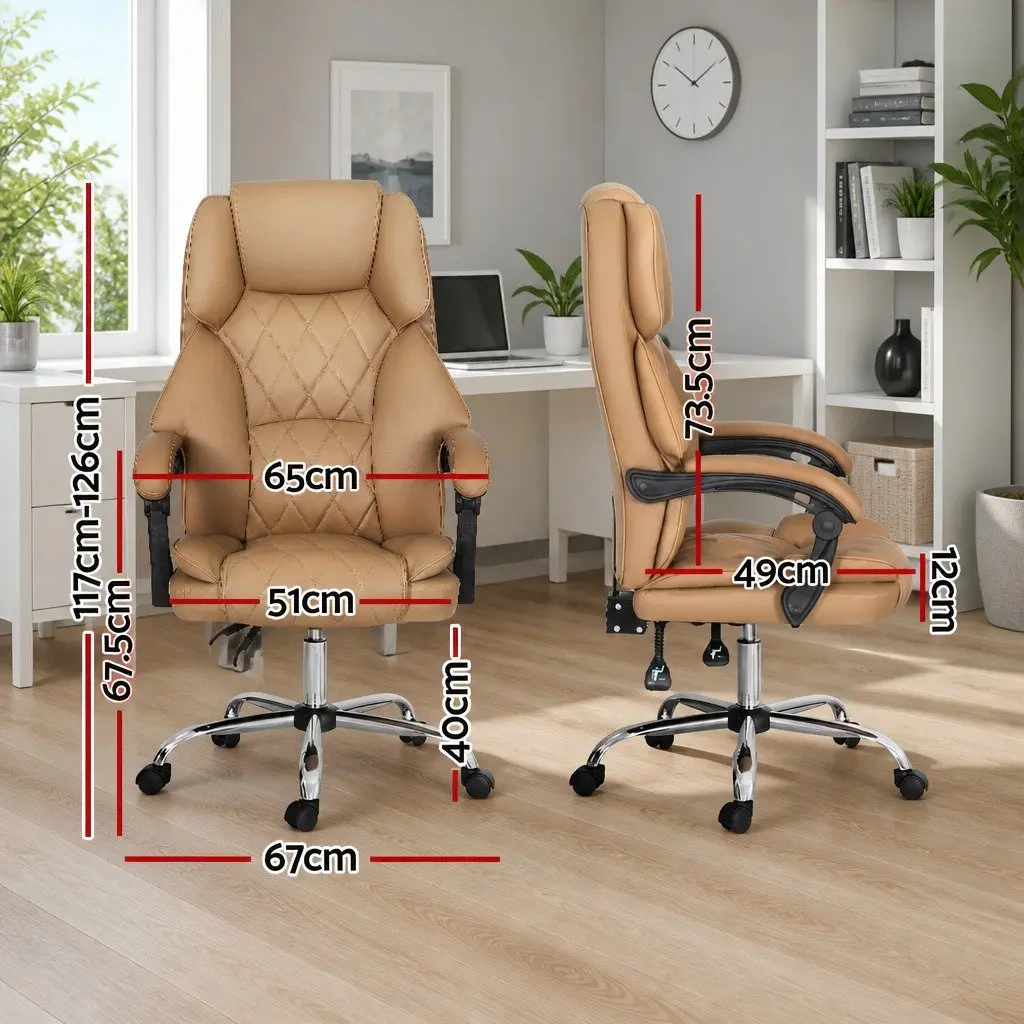 Brown Leather Executive Office Chair with High Back Support