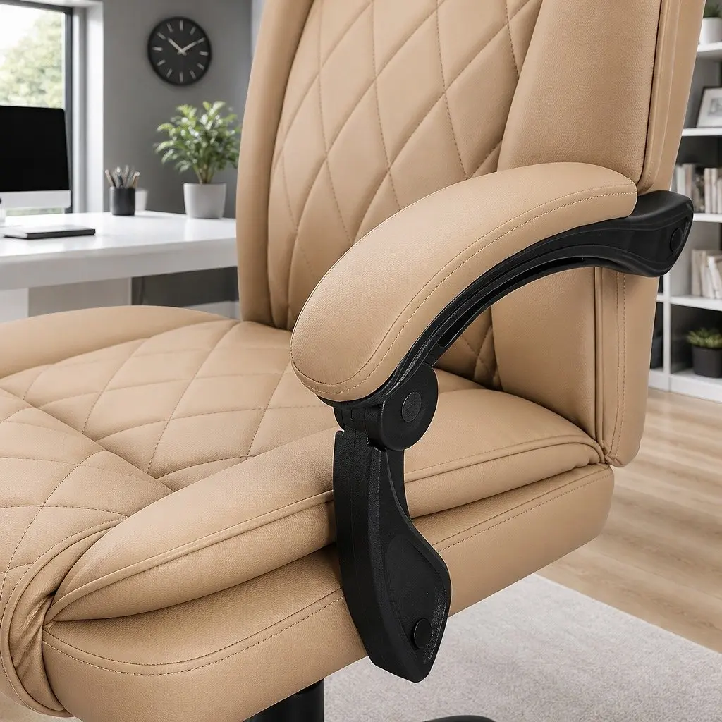 Brown Leather Executive Office Chair with High Back Support