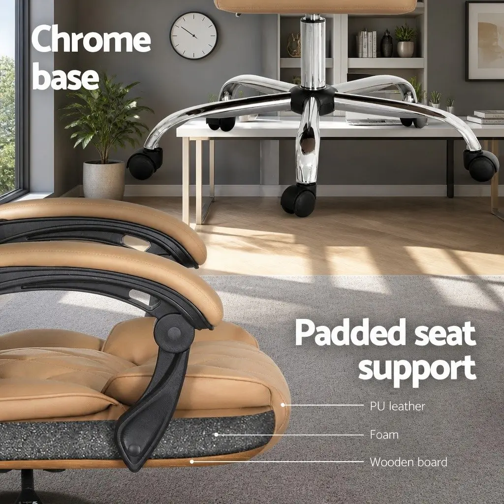 Brown Leather Executive Office Chair with High Back Support