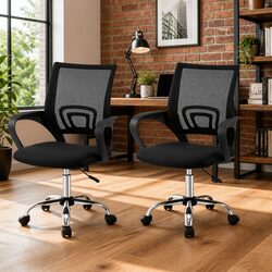 Ergonomic Mid Back Mesh Office Chair in Black