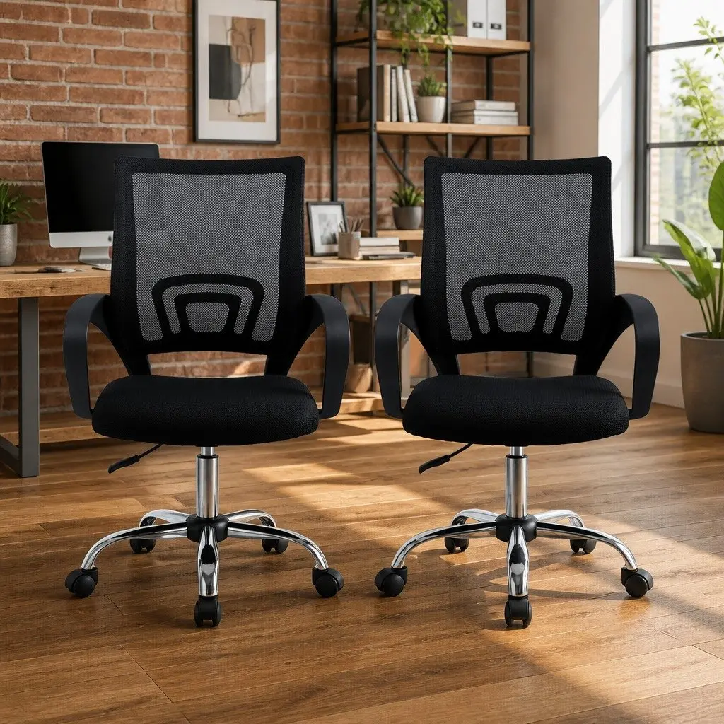Ergonomic Mid Back Mesh Office Chair in Black
