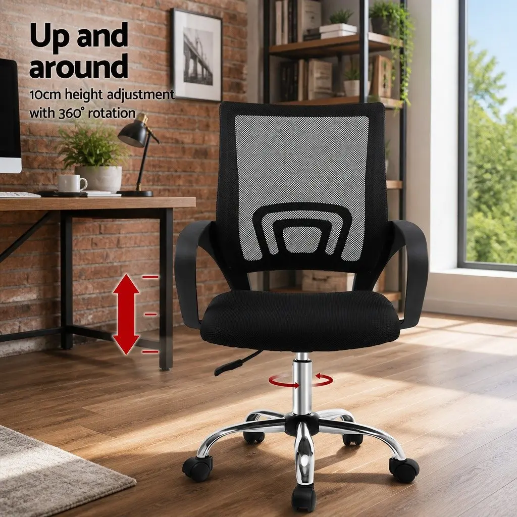 Ergonomic Mid Back Mesh Office Chair in Black