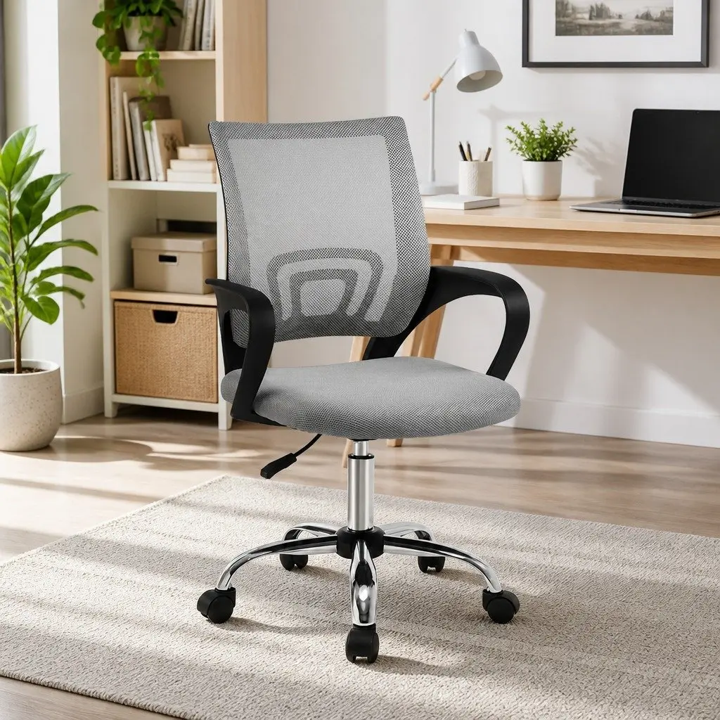 Grey Mesh Office Chair with Lumbar Support