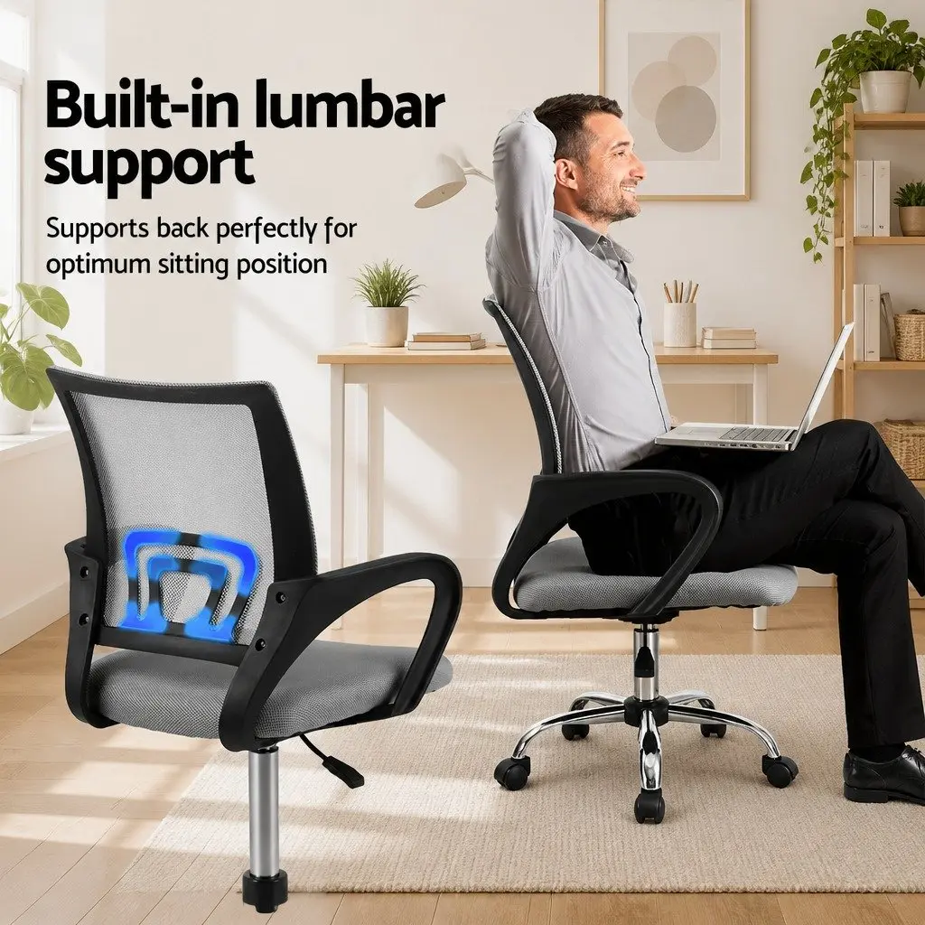 Grey Mesh Office Chair with Lumbar Support