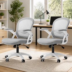 Adjustable Grey White Mesh Office Chair for Gaming and Work