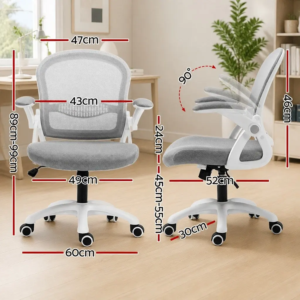Adjustable Grey White Mesh Office Chair for Gaming and Work
