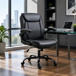 Executive Office Chair Mid Back Black Adjustable Height Swivel Desk Seat