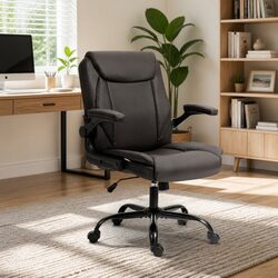 Premium Brown Swivel Desk Chair with Height Adjustment