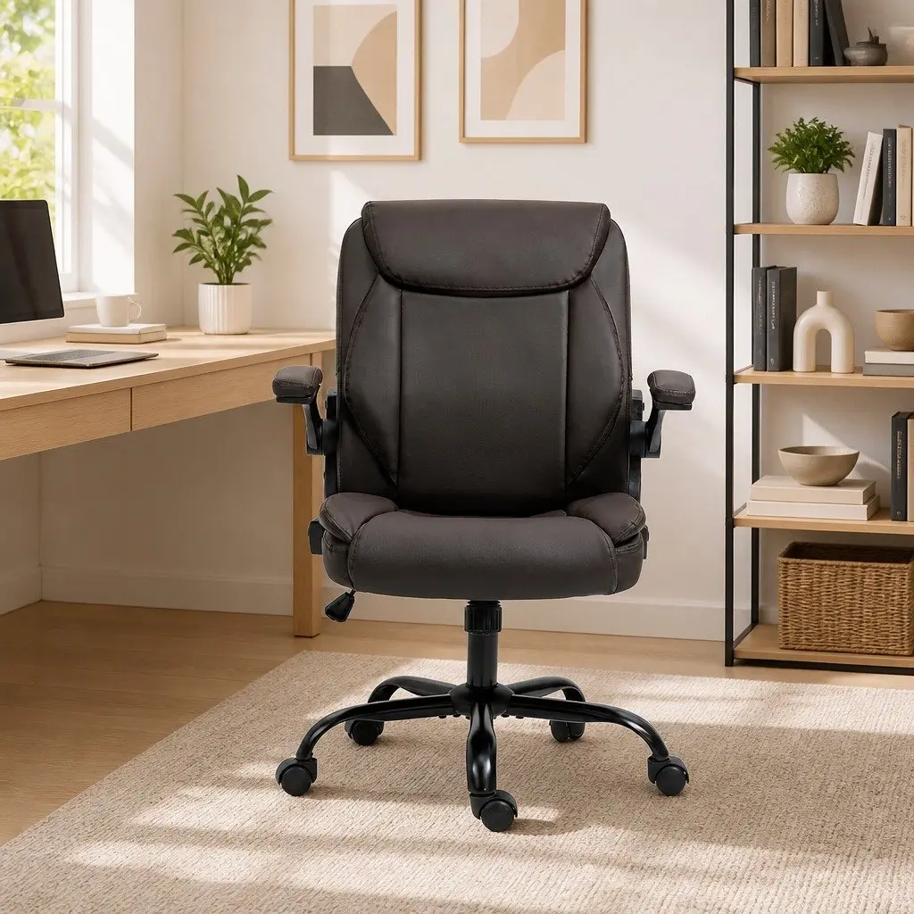 Brown Swivel Desk Chair with Height Adjustment