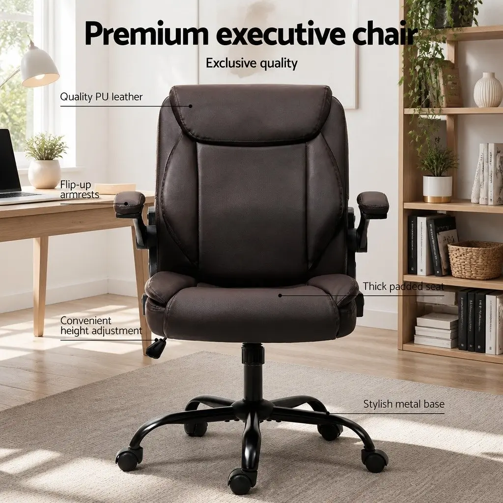 Brown Swivel Desk Chair with Height Adjustment