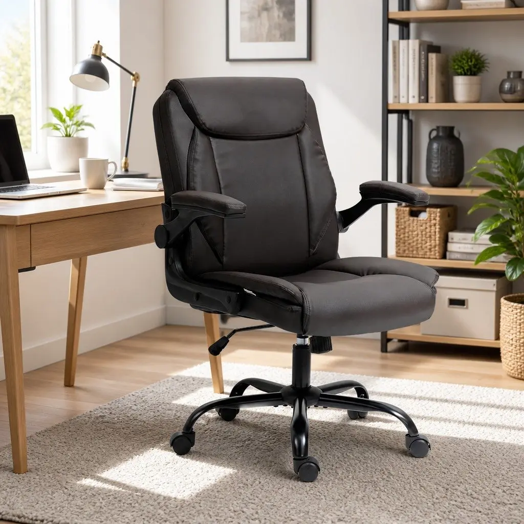 Brown Swivel Desk Chair with Height Adjustment
