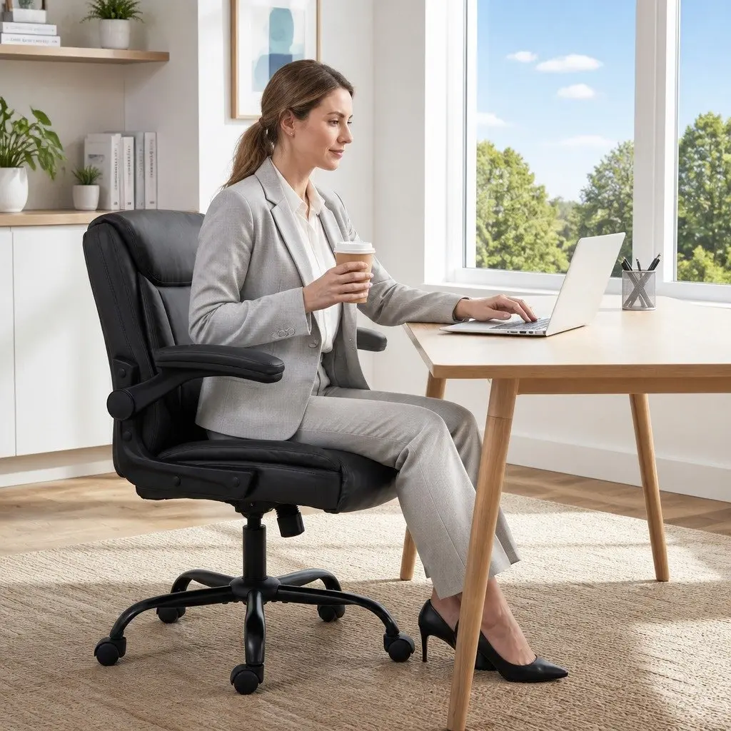 Brown Swivel Desk Chair with Height Adjustment