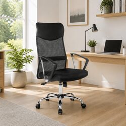 High Back Black Mesh Office Chair with Adjustable Features