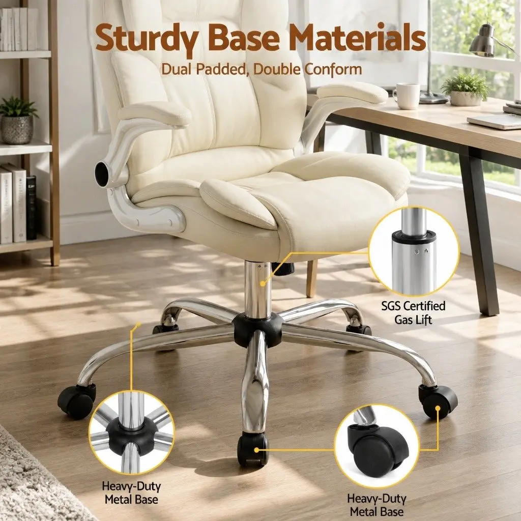 Office Chair PU Leather High Back Beige
