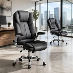 High Back Leather Executive Office Chair with Lumbar Support