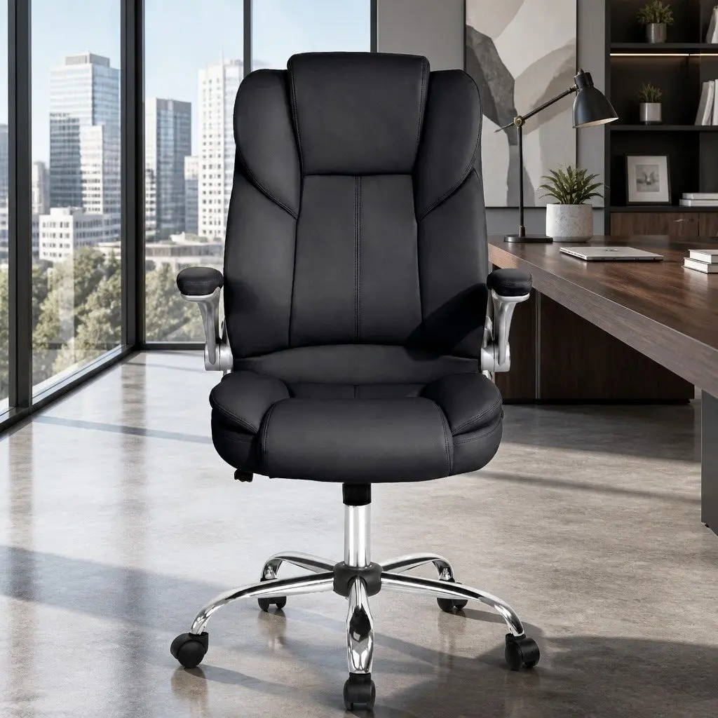 High Back Leather Executive Office Chair with Lumbar Support