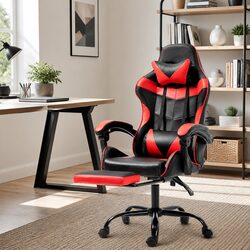 Gaming Office Chair Recliner with Footrest High Back Adjustable Seat