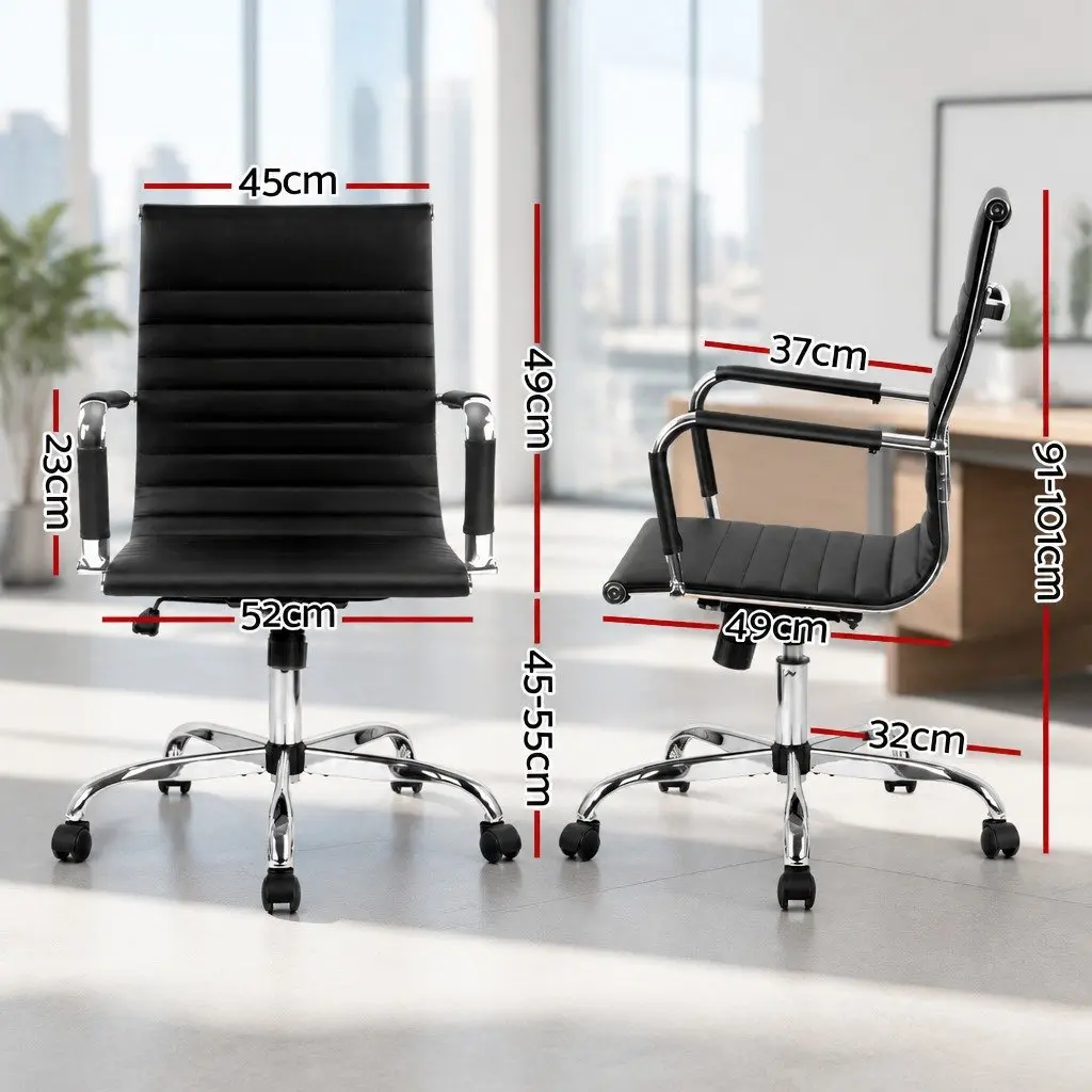Office Chair PU Leather Mid Back Black