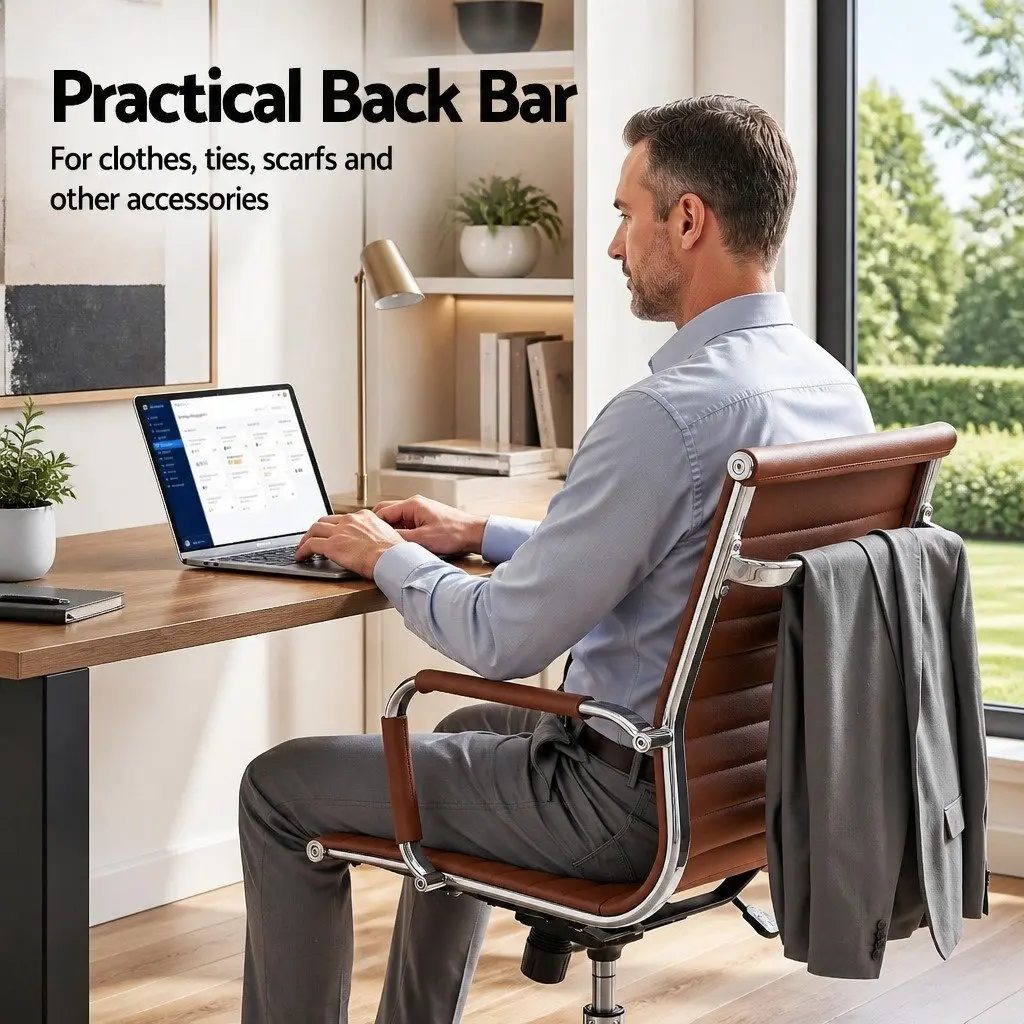 Mid Back PU Leather Office Chair with Adjustable Height