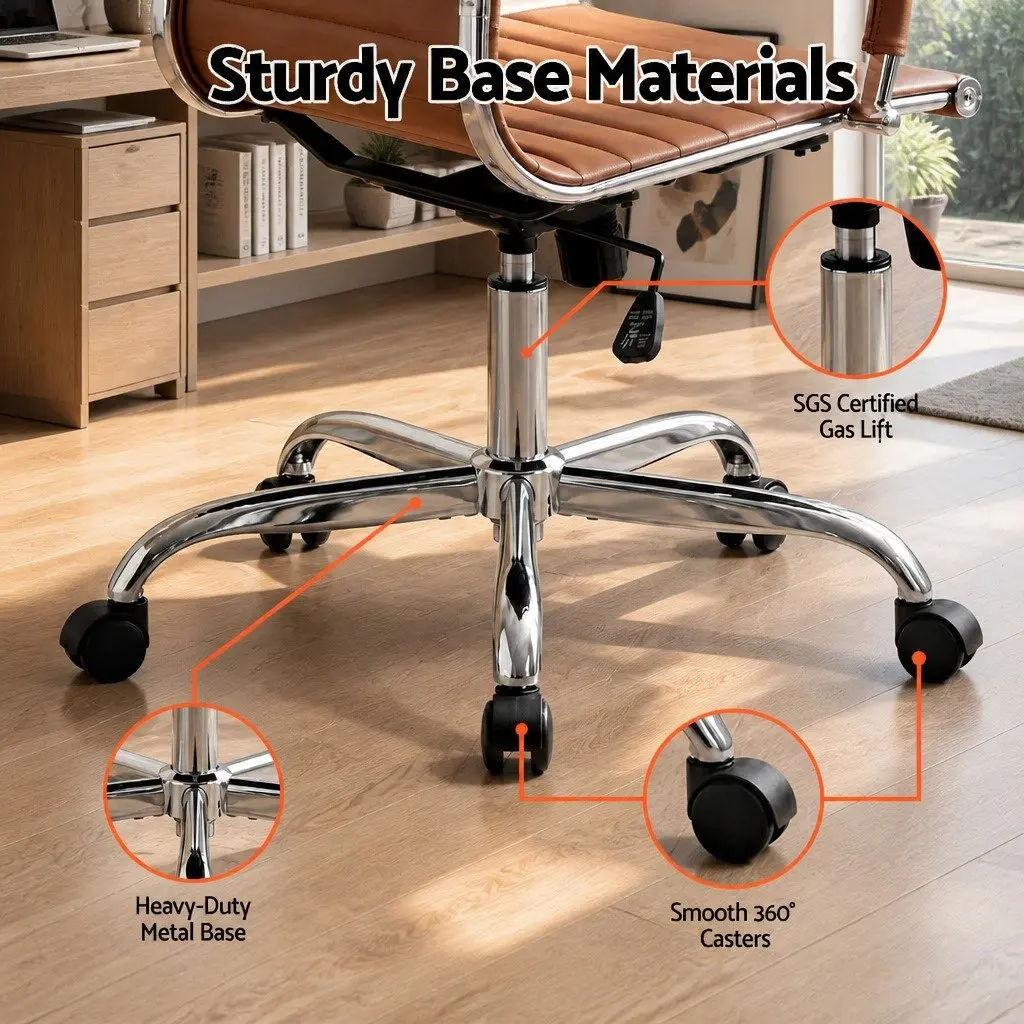 Mid Back PU Leather Office Chair with Adjustable Height