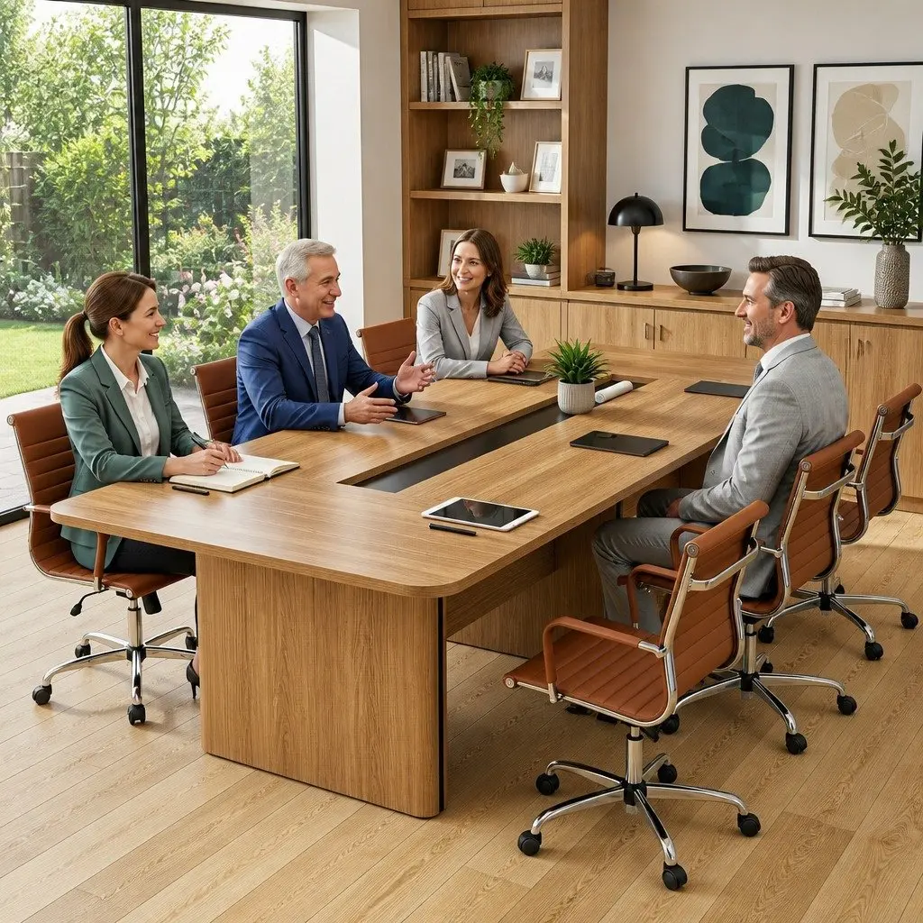 Mid Back PU Leather Office Chair with Adjustable Height