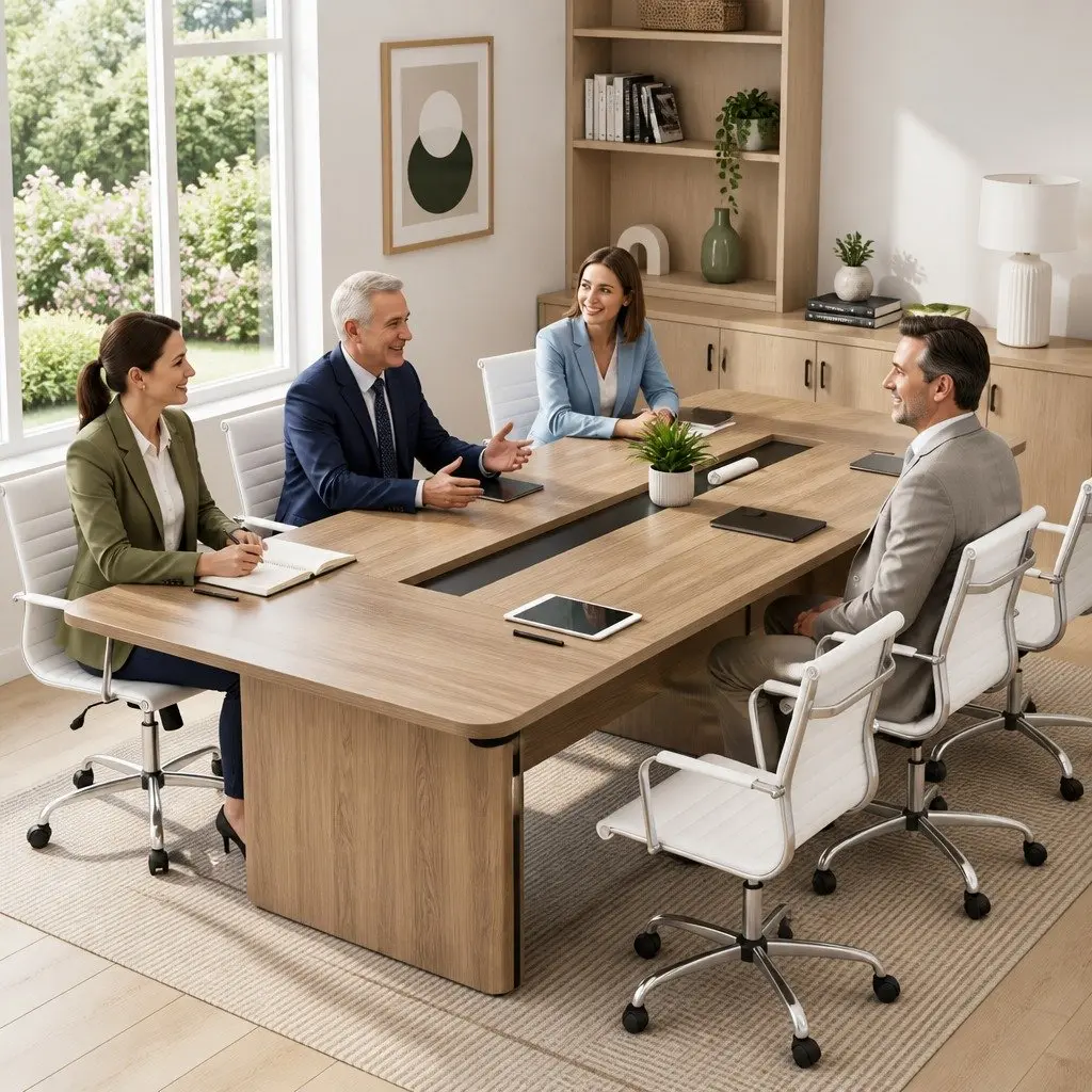 Mid Back White Leather Swivel Desk Chair