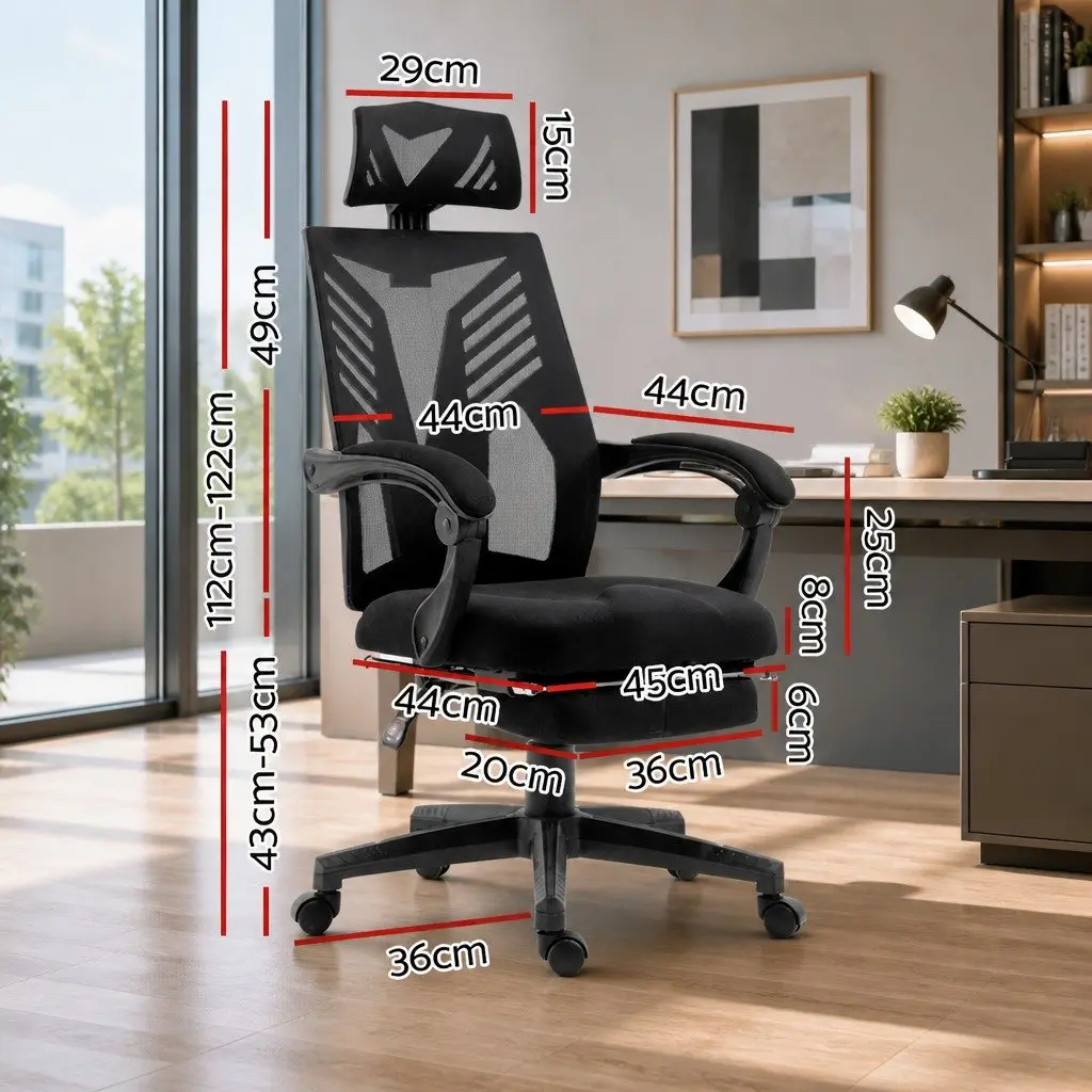 Black Mesh Office Chair with Adjustable Headrest