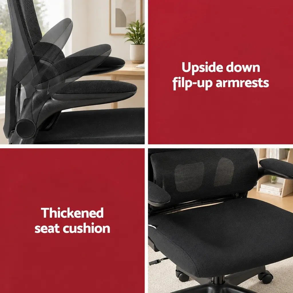Ergonomic Office Chair Mesh High Back Black Lumbar Support Adjustable Headrest