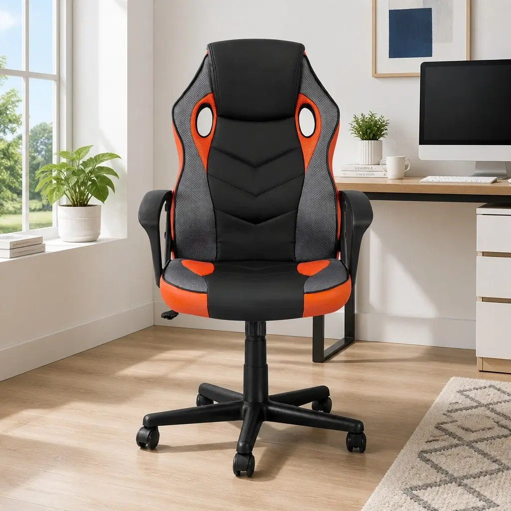 Gaming Office Chair High Back Executive Racing Computer Seat Orange Adjustable