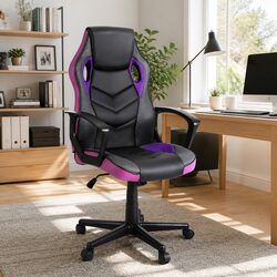 High-Back Purple Gaming Office Chair with Adjustable Height