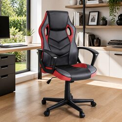 High-Back Red Gaming Office Chair with Swivel and Tilt