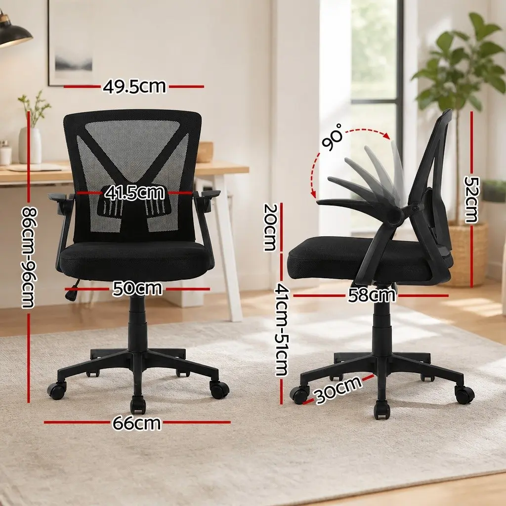 Black Mid Back Mesh Office Chair 2 Pack with Lumbar Support